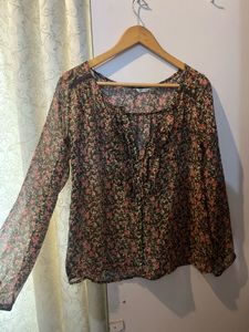 Floral Chiffon Tie-Front Top 🌸