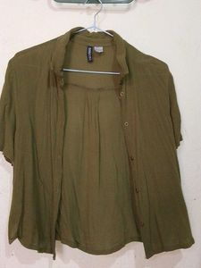 Olive Green Button-Up Shirt