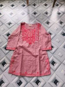 Embroidered Pink Kurti