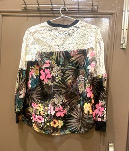 Floral Print Lace Top
