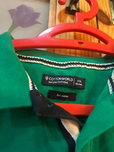 cotton world branded Green Short Sleeve Polo Shirt