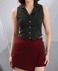 Shein women lapel collor sleevless waistcoat