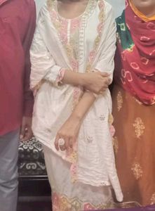 Elegant Cream Embroidered Kurta Set