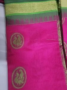 Elegant Pink &amp; Green Silk Saree