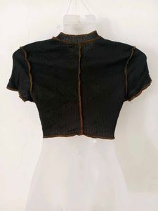 Chic Black Lace-Up Crop Top