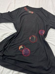 Unique Black Patchwork Tunic Top