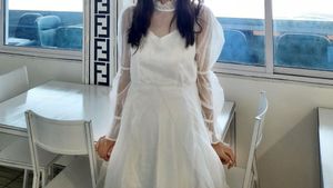 Sheer White Puff Sleeve Dress