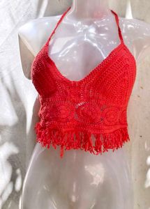 Crochet Halter Neck Crop Top
