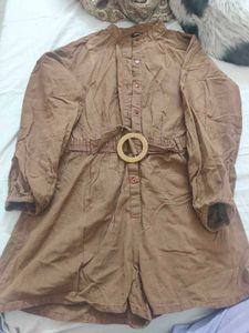 Brown Jumpsuit with Belt