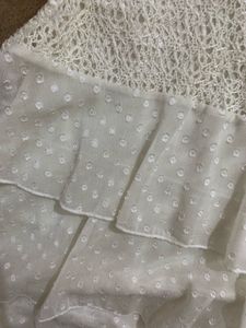 Chic Layered White Ruffle and PINK top  comb