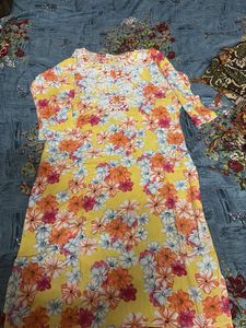 Yellow Floral Print Kurta