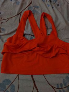 Vibrant Orange Crossover Crop Top