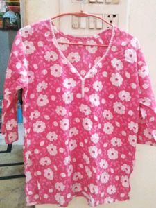 Pink Floral Print Tunic Top