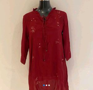 Elegant Maroon Embroidered Tunic
