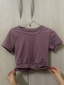 Mauve Twist-Hem Cropped Top