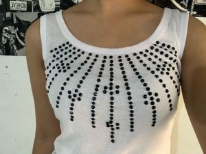 White Tank Top with Stud Embellishment