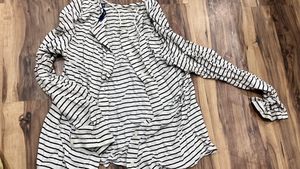Striped Open Front Cardigan