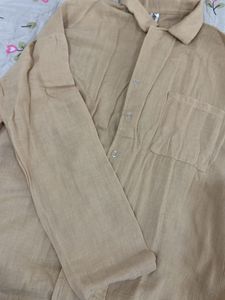 XL Beige Linen Shirt &amp; Shorts Set