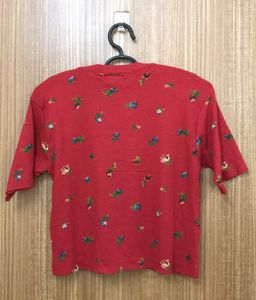 Vera Wang Floral Print Red T-shirt