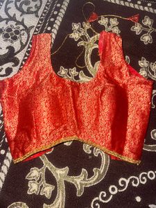 Elegant Red Brocade Blouse