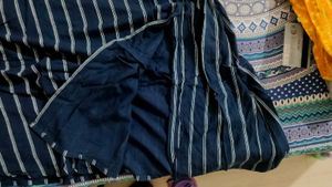Navy Striped Button-Up kurti