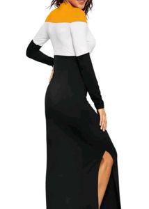 Stylish Color Block Long Sleeve Dress