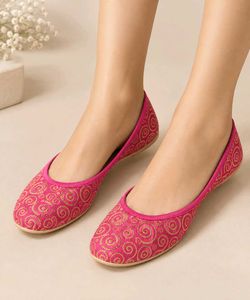 Pink Embroidered Ballet Flats