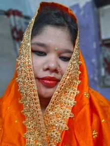 Beautiful Orange sareeta with Embellishments
