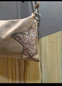 Beige Star Sparkle Crossbody Bag