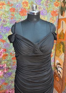 Elegant Black Ruched Off-Shoulder Dress