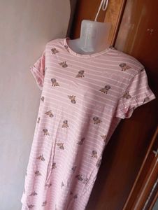 Cute Dog Print Cotton Nightdress