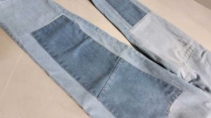 Patchwork Blue Denim Jeans
