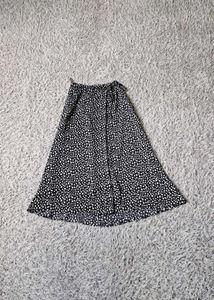 Black &amp; White Polka Dot Midi Skirt