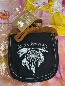 Black "Good Vibes Only" Crossbody Bag
