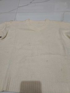 Vintage Cream V-Neck Sweater