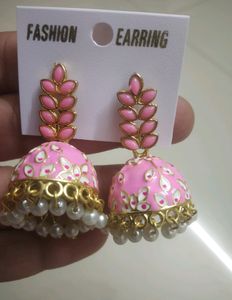 Pink Meenakari Earrings