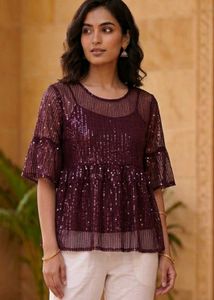 Sparkling Sequin Peplum Top