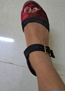 Catwalk Brand Black And Red Block Heels