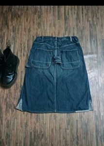Y2K blue denim midi skirt