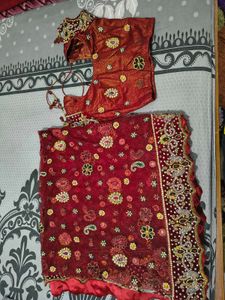 Heavy Bridal Maroon Stone work Lehenga