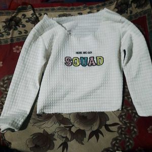 White "Squad" Graphic Sweatshirt