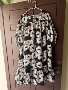 Black & White Floral Midi Dress