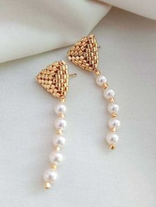Chic Pearl &amp; Gold Beaded Hoop Earrings