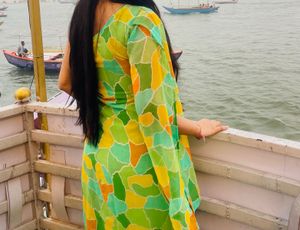 Unique Printed One-Shoulder Kurta