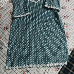 Teal Blue Printed Kurta