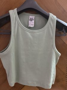 Sage Green Ribbed Cropped Tank