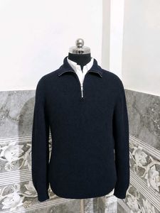 Men's Navy Blue Zipper Sweater