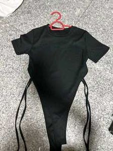 Lace-up Side Teddy Sexy Black Bodysuit