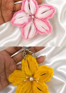 Yellow Flower Keychain Charm and pink white keycha