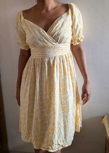 Sunny Yellow Floral Midi Dress